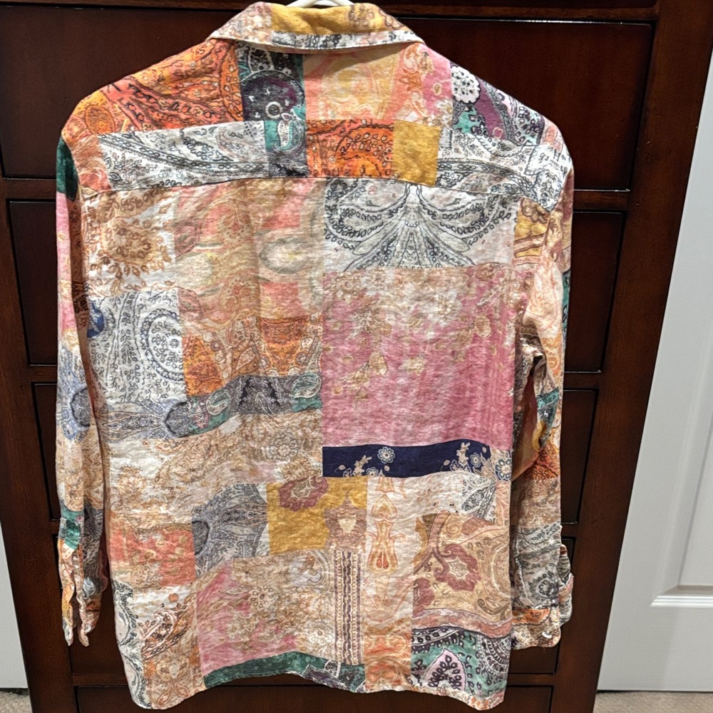 Magaschoni Multicolor Patchwork Women's Button Do… - image 6